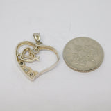 Sterling Silver Paste Set Double Heart Charm Pendant Vintage c1970