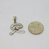 Sterling Silver Modernist Paste Set Swirl Design Charm Pendant Vintage c1970