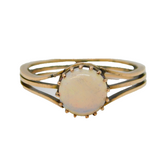 20th Century 9ct Rose Gold & Opal Set Solitaire Ring Antique c1930s