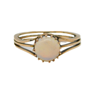 20th Century 9ct Rose Gold & Opal Set Solitaire Ring Antique c1930s