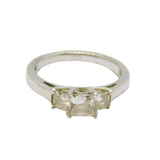 Sterling Silver Triple Stepped White Topaz Dress Ring Vintage c1990 Size R