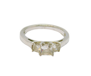Sterling Silver Triple Stepped White Topaz Dress Ring Vintage c1990 Size R