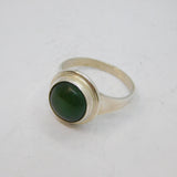 Sterling Silver New Zealand Nephrite Jade Studio Ring Vintage c1990 Size L 1/2