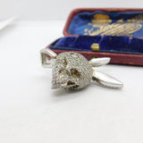 Sterling Silver Pave Set Diamond Paste Bunny Skull Statement Pendant c2000