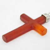 Victorian Sterling Silver Mounted Red Agate Cross Pendant Antique c1880s