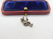 Sterling Silver Sombrero Man Playing a Guitar Charm Pendant Vintage c1970