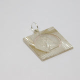 Sterling Silver Square St Christopher Travel Pendant Vintage c1970