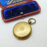 Victorian Yellow Metal Engine Turned Single Locket Fob Pendant Antique c1900
