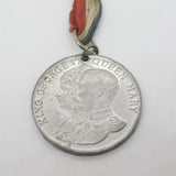 King George V & Queen Mary White Metal Silver Jubilee Medal Antique 1935