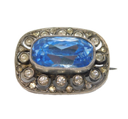 19th Century Continental .900 Silver, Topaz & Paste Set Brooch Antique c1880s