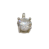 Sterling Silver Minimalist Round CZ Charm Pendant Contemporary c2000s