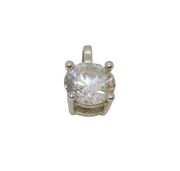Sterling Silver Minimalist Round CZ Charm Pendant Contemporary c2000s
