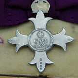 King George V Boxed Silver MBE British Empire Medal Antique 1919 London
