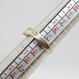 Sterling Silver 11 Stone White Topaz Wishbone Dress Ring Vintage c1970 Size M