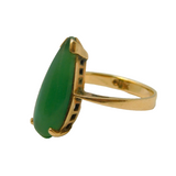 20th Century 10ct Yellow Gold & Carved Jade Set Dress Ring Vintage c1950s