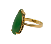 20th Century 10ct Yellow Gold & Carved Jade Set Dress Ring Vintage c1950s
