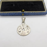 Sterling Silver Cave Painting Style Primitive Charm Pendant Vintage c1970