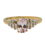 10ct Yellow Gold, 1.9ct Kunzite & White Zircon Dress Ring Vintage