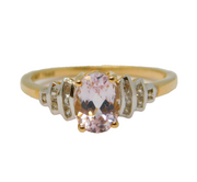 10ct Yellow Gold, 1.9ct Kunzite & White Zircon Dress Ring Vintage