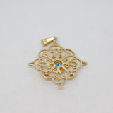 Sterling Silver Gilt Eastern Style Blue Topaz Filigree Pendant Vintage c1970s