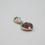 Sterling Silver Faceted Red Glass Heart Clip On Charm Pendant Modern c2000s