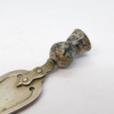 19th Century Scottish Silver Plate & Granite Thistle Bookmark Antique c1880s