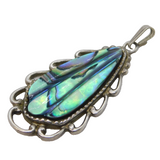 Australian Sterling Silver Abalone Set Drop Pendant Vintage c1970s