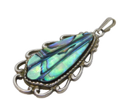 Australian Sterling Silver Abalone Set Drop Pendant Vintage c1970s