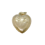 Edwardian Sterling Silver Swallow Front Heart Charm Or Pendant Antique c1910s