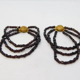 Victorian Pair of Rolled Gold & Beaded Almandine Garnet Bracelets Antique