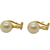 Pair of Gold On Sterling Silver Pearl Clip & Post Stud Earrings Modern c1990