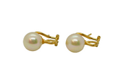 Pair of Gold On Sterling Silver Pearl Clip & Post Stud Earrings Modern c1990