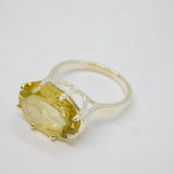 Sterling Silver Large Citrine Solitaire Cocktail Ring Vintage c1970 Size N