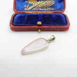 Sterling Silver Pink Mother of Pearl Drop Charm Pendant Vintage c1970