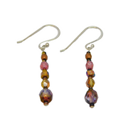 Pair of Sterling Silver Multi-Colour Beaded Drop Earrings Contemporary c2010