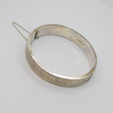 Sterling Silver Bark Effect Hinged Bangle Bracelet Vintage 1971 Birmingham