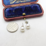 Pair of Sterling Silver Simulated Pearl Stud Earrings Vintage c1970