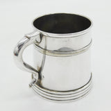 Victorian Silver Plated Glass Bottom Half-Pint Tankard Mug Antique c1880