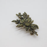 Sterling Silver Marcasite Set Flower Spray Art Deco Brooch Pin Antique c1930