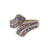 Sterling Silver Graduating Tanzanite Crossover Dress Ring Vintage c1990 Size O
