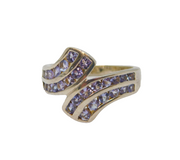 Sterling Silver Graduating Tanzanite Crossover Dress Ring Vintage c1990 Size O