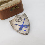 Sterling Silver Enamel Lacrosse Badge Brooch 1929 Birmingham Antique