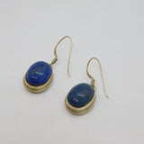 Pair of Sterling Silver Cabochon Sodalite Hook Drop Earrings Vintage c1970
