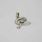 Sterling Silver Modernist Paste Set Swirl Design Charm Pendant Vintage c1970