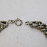 Victorian Sterling Silver & Turquoise Hollow Curb Link Chain Bracelet Antique