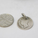 Queen Victoria Sterling Silver 1861 Threepence Coin Charm Pendant Antique