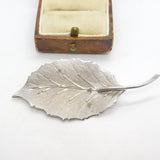Sterling Silver Figurative Leaf Brooch Pin Vintage c1970
