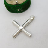Sterling Silver Modernist Cross Charm Pendant Vintage c1970
