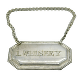 19th Century Silver Plated Irish Whiskey Decanter Label Antique c1890
