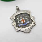 Sterling Silver & Enamel Crested Fob Medal Antique 1933 Birmingham Art Deco